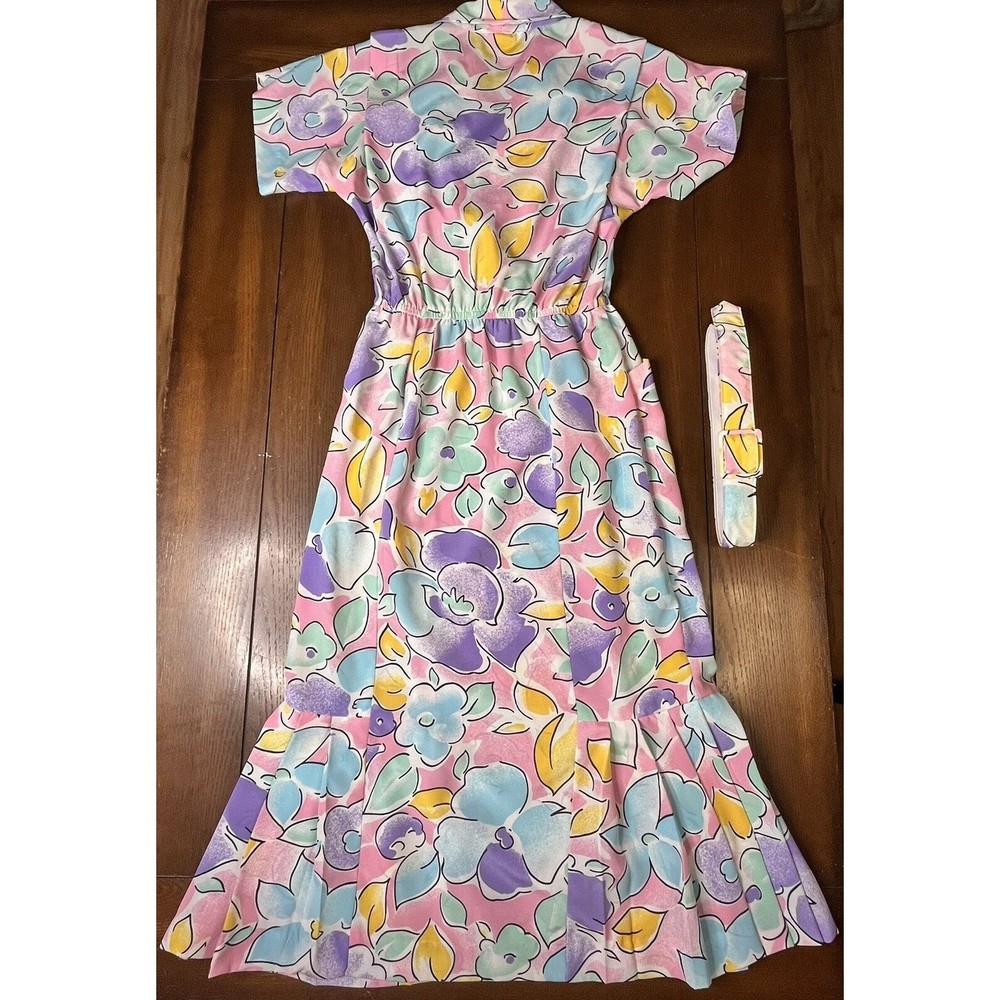 Vintage 1980’s Act 1 Floral Mermaid Dress With Belt - Picture 7 of 15
